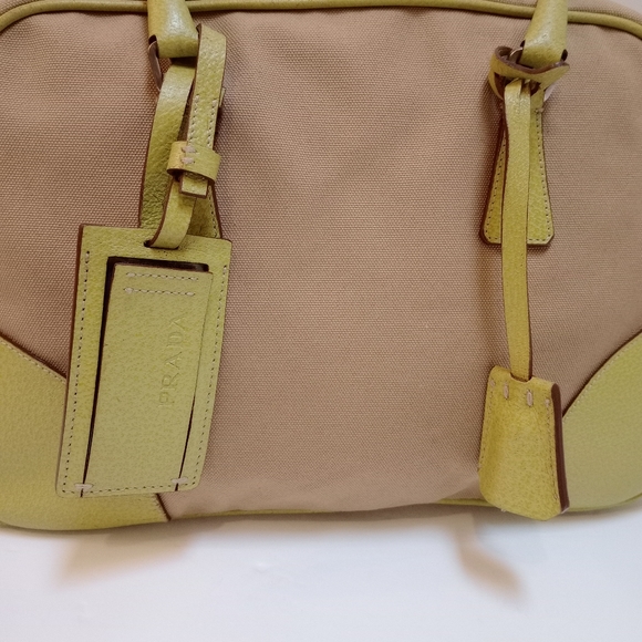 PRADA Tote Bag Shoulder Bowling Beige × Yellow Canvas Leather - Picture 17 of 17
